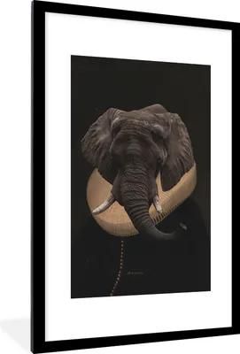 Produktbild von MuchoWow® MuchoWow® Gerahmtes Poster Alte Meister - Ölgemälde - Elefant 60x90 cm - Poster mit zchwarzem Bilderrahmen - Dekoration - Wandposter Wohnzimmer - Hochwertig