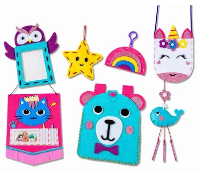 Produktbild von Filz Nähset Kinder Tasche Anhänger - 7 Teile - DIY Filz Accessoires ab 5 Jahren