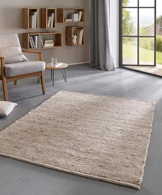 Obrázek produktu pro Uniqoos® Vlněný koberec Bokn – ručně tkaný, béžový, odolný a přírodní, rozměry 160 x 230 cm
