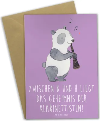 Produktbild von Mr. & Mrs. Panda Grußkarte Klarinette Geheimnis - Lavendeltraum - Geschenk, weihnachtskarten, Musiker, Ensemble, Notenlesen, Musikstile, Instrument, Musikunterricht, Jazz