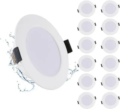 Productafbeelding van LED inbouwspot 12 x 5W - IP65 waterdicht - neutraal wit 4000K - voor badkamer, keuken, woonkamer en slaapkamer