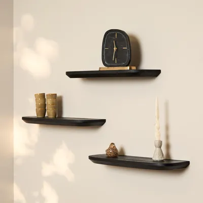 Productafbeelding van StarFurn Wandplank Gusta Zwart 60cm Set van 3