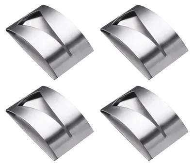 Four silver-colored kitchen towel holders arranged in a grid on a white background.