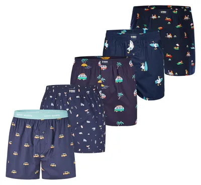 Produktbild von Happy Shorts Herren Boxer Motiv Mix 5-Pack vacation - Größe XL
