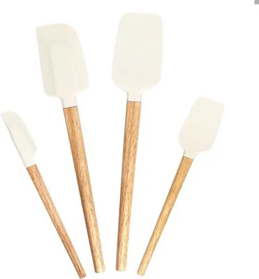 Immagine prodotto di Set di spatole in silicone - Utensili da cucina resistenti al calore - Set da 4 pezzi - Delicato per i rivestimenti antiaderenti