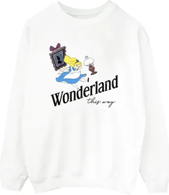 Immagine prodotto di Disney - Felpa da uomo "Alice In Wonderland This Way" BI7722 (M) (bianca)