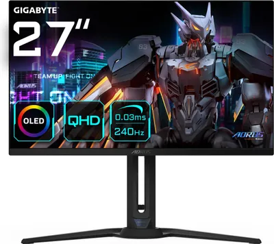 Zdjęcie produktu dla GIGABYTE AORUS FO27Q2, 68,6 cm (27"), 2560 x 1440 px, Quad HD, OLED, 0,03 ms, Czarny
