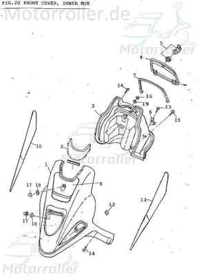 Produktbild von Frontverkleidung schwarz Frontschürze Roller 64301-109-000-S Motorroller.de Frontmaske Front-Cover Lenkerverkleidung Front-Schürze Wetterschild Mokick