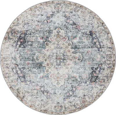 Productafbeelding van benuta Wasbaar vintage tapijt George Blauw ø 160 cm rond Woonkamer-tapijt voor de slaapkamer, zacht, oosters