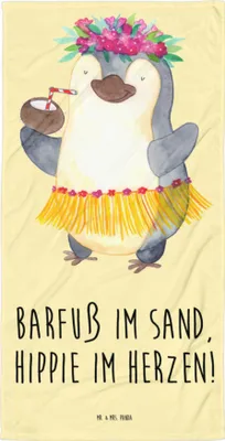 Produktbild von Mr. & Mrs. Panda Strandtuch Sommer Hippie - Gelb Pastell - Geschenk, Inspiration, Blühende Blumen, Strand, Großes Badehandtuch, Duschtuch, Sommergefühle, Emotionen, Natur