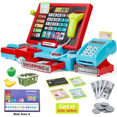 Produktbild von Spielzeugkasse mit Scanner - Supermarkt-Rollenspiel - Sound - Taschenrechner - Münzen - Rot