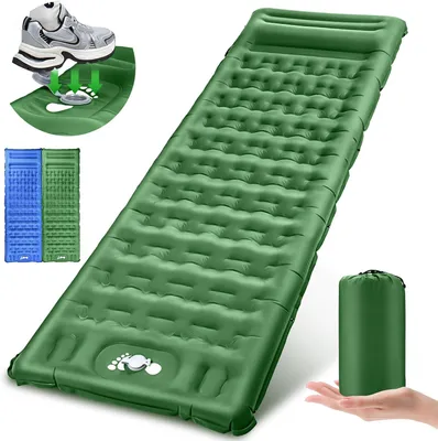 Produktbild von Luftmatratze 13 cm, für Camping, selbstaufblasend, mit Fußpumpe und Kissen