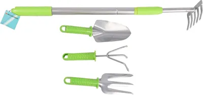 Productafbeelding van Tuinhark set, 3-delig, metaal en kunststof, 25 cm, tuingereedschap voor bodemverbetering