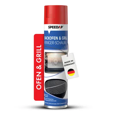 Produktbild von SPEEDAP Backofen- und Grillreiniger | 500 ml Schaum | kraftvoller Reiniger und Fettlöser für Backofen, Grill, Herdplatte, Glaskeramikkochfeld und Kaminglas | löst selbst stark eingebrannten & rußigen Schmutz