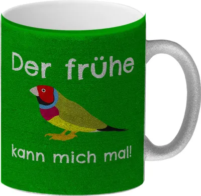Produktbild von Der frühe Vogel kann mich mal! Glitzer-Kaffeebecher Wenn dein Kollege, der
