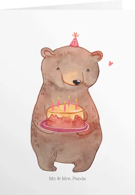 Produktbild von Mr. & Mrs. Panda Geburtstagskarte Geburtstag Bär Torte - Weiß - Geschenk, Hochzeitskarte, Geburtstagsfeier, Feier, Glückwunschkarte, Geburtstagsgeschenk, Grusskarte, für