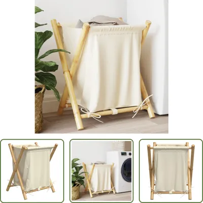 Produktbild von The Living Store Wäschekorb Cremeweiß 45x55x63,5 cm Bambus