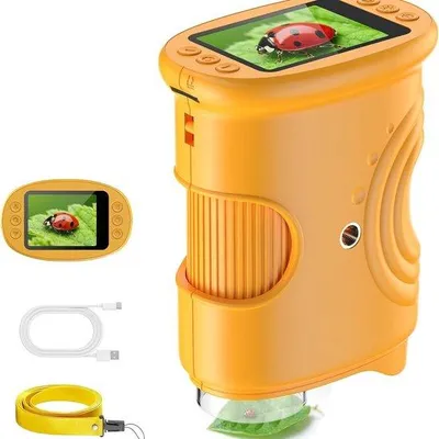 Obrázek produktu pro Dětský mikroskop s 1000násobným zvětšením, přenosný mini mikroskop pro děti ve věku 4–6 a 8–12 let, pro studenty, chlapce i dívky