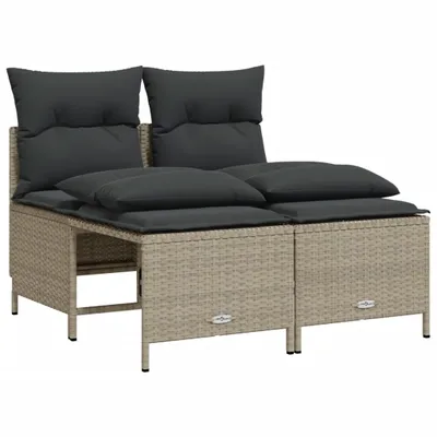 Produktbild von vidaXL 4-tlg. Garten-Sofagarnitur mit Kissen Hellgrau Poly Rattan