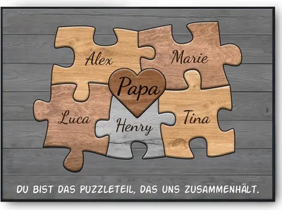 Produktbild von Papa Geschenk personalisiert | Vater Geburtstag Papa Familienbild gestalten | Vatertag personalisierte Geschenke Papa Puzzle – DIN A3 (29.7x42cm) / 5 Namen