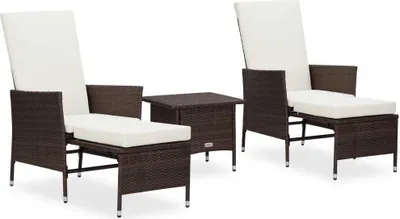 Produktbild von 3-tlg. Garten-Lounge-Set mit Auflagen Poly Rattan Braun , Gartenmöbel-Sets Design 2024