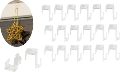 Produktbild von 24er Set Fenster- und Türhaken - Aus transparentem Kunststoff - Unauffällig & Effizient - Für ein Fensterfalz von max. 1,7 cm -Ideal für Lichterketten