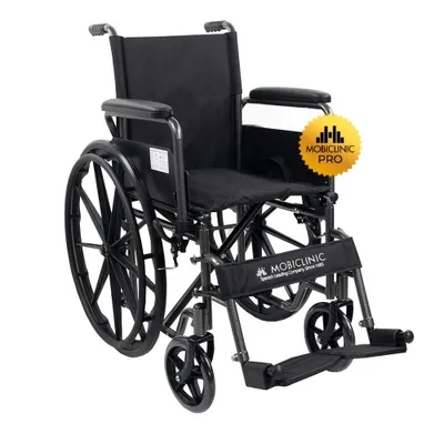 Image de Mobiclinic, fauteuil roulant pliable, S220, assise 43 cm, repose-pieds et accoudoirs pliables, noir
