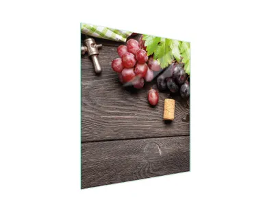 Produktbild von Glasschneidebrett aus Sicherheitsglas, 45x52 cm, Obst-Motiv, rutschfest, flecken- und geruchsresistent