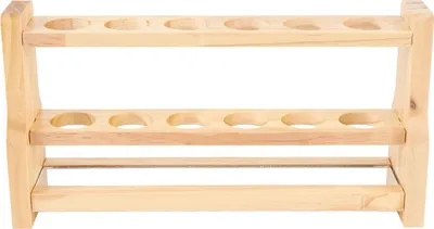 Produktbild von Aufbewahrung von Reagenzgläsern aus Holz mit 6 runden Löchern, multifunktionaler Ständerhalter für den Arbeitsplatz im Heimlabor, 26 mm