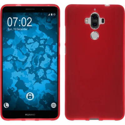 Produktbild von PhoneNatic Case kompatibel mit Huawei Mate 9 - rot Silikon Hülle matt + 2 Schutzfolien