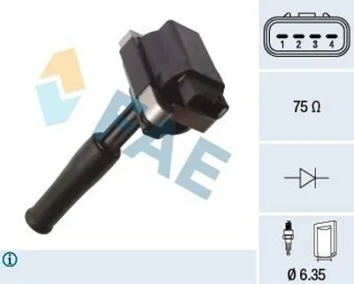 Produktbild von FAE 80398 Zündspule für JAGUAR XJ (NAW, NBW) für DAIMLER DAIMLER XJ (X30)