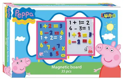 Immagine prodotto di lavagna magnetica Peppa Pig junior 30 cm rosa/blu/bianco 37 pezzi