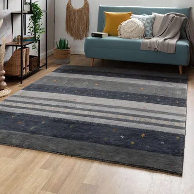 Immagine prodotto di Tappeto Gabbeh Shiraz Steffensmeier | Lana, grigio, dimensioni: 90x160 cm Tappeto a pelo corto per soggiorno, look etnico
