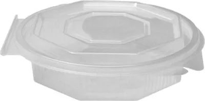 Produktbild von 50x Achteckbecher klar mit angehängtem Deckel 250 ml (PP)