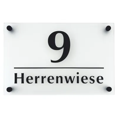 Produktbild von Personalisiert Hausnummer aus Acryl und Laminat – 19x29 cm Hausnummerschild – Wetterfest Schilder - Farblos Matt Acryl - Schwarze Buchstaben