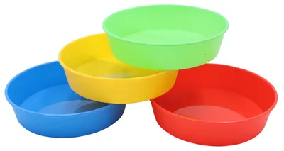 Obrázok produktu pre EDUPLAY 370039 Sada misiek, okrúhla, V 3 cm, Ø 13 cm, plastová, stohovateľná, viacfarebná, 4 kusy (1 sada)