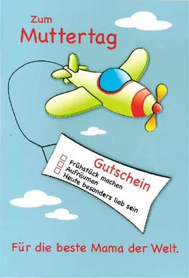 Produktbild von Depesche Klappkarten Muttertag : Zum Muttertag Gutschein Flugzeug Klappkarten Muttertag Sortierung: Zum Muttertag Gutschein Flugzeug