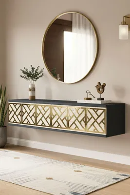 Produktbild von Skye Decor, Hochwertiger Dresser (Parent Code) - Anthrazit, Travertin, Gold, 120 cm