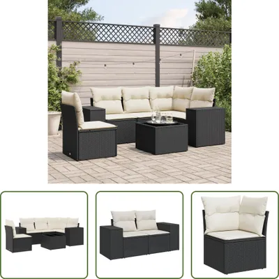 Produktbild von The Living Store 6-tlg. Garten-Sofagarnitur mit Kissen Schwarz Poly Rattan