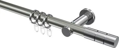 Produktbild von Interdeco Gardinenstange / Vorhangstange Edelstahl-Optik / Chrom, Typ Platon Elanto (Rillenzylinder), 20 mm Ø 1-läufig, 440 cm