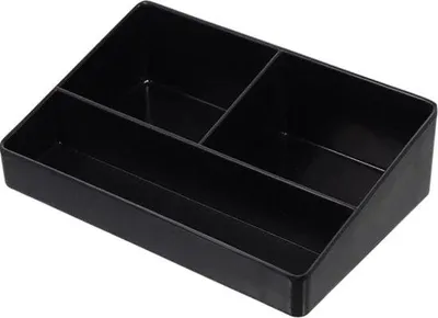 Image de Rangement de cuisine pour café et thé - 20 cm (L) x 15,5 cm (l) x 2 cm (H) - 3 compartiments - Noir