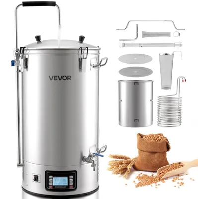 Image de Appareil électrique de brassage de bière VEVOR Chaudière de brassage de bière à usage domestique 60 L, appareil de brassage d'empâtage avec mémoire de recettes & mode automatique/manuel & panneau de& tube de circulation, système de brassage
