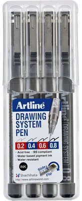 Immagine prodotto di Artline – Astuccio per pennarelli a punta fine con punte da 0,2–0,4–0,6–0,8 mm, nero