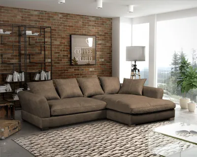 Produktbild von Couchgarnitur TIZIAN L-Form in Wildlederoptik-Cappuccino /Otto..Rechts