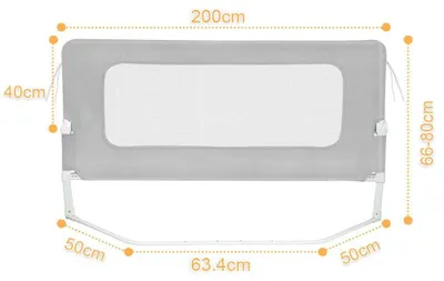Zdjęcie produktu dla Barierka zabezpieczająca przed wypadnięciem z łóżka – barierka o długości 200 cm – regulowana wysokość 66–80 cm – składana – trapezowe nóżki – pasy mocujące – metalowa rama – kolor bordowy
