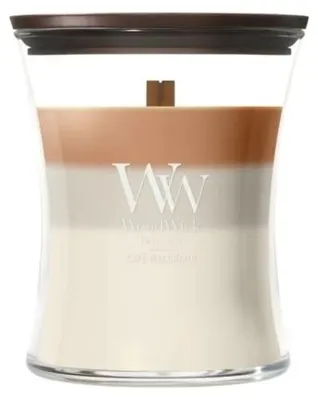 Image de WoodWick Café Macchiato, disponible en différentes couleurs : marron, blanc, marron foncé. Parfum : café. Quantité : 1 pièce