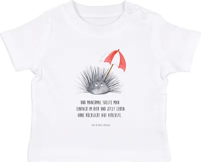 Produktbild von Mr. & Mrs. Panda  T-Shirt Seeigel 12. - 18. Monat - Weiß - Geschenk, Baby Kurzarmshirt, Meer, Baumwollshirt, Organic, Lebe, Öko, Selbstliebe, Hier und Jetzt, Babyshirt