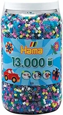 Image de Pot de 13000 perles a repasser hama midi couleurs assorties - 211-69