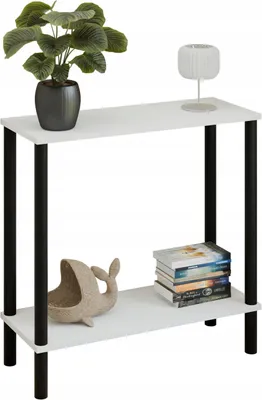 Zdjęcie produktu dla Konsola loft z półką 80x30x80 cm metalowa czarna do przedpokoju