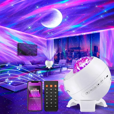 Produktbild von Sternenhimmel-Projektor – 15 Farben + Mond, weißes Rauschen + Bluetooth, Fernbedienung, Dekoration für Schlafzimmer/Kinderzimmer